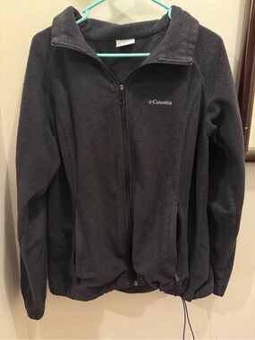 Columbia Black Full Zip Fleece Jacket Womens 1X Plus Size Soft Outdoor